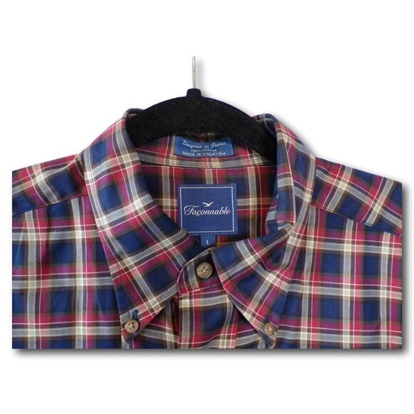 Mens Faconnable Plaid Button Down Shirt Size: L - Picture 2 of 4